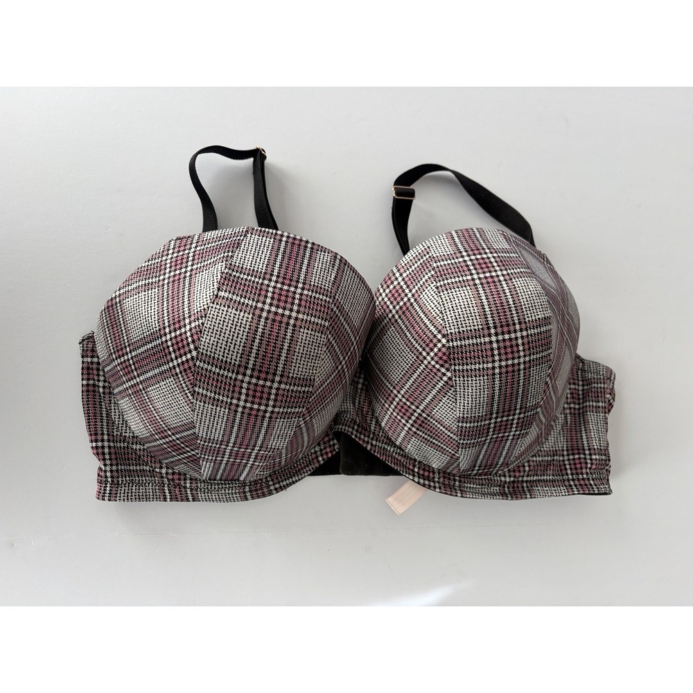 Victoria's Secret Dream Angels Lined Demi Bra‎ Brown / Black Plaid Size 36DD